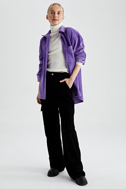 DeFacto Cool Cargo Pocket Wide Leg Velvet 100% bavlna kalhoty Y9874az22wn