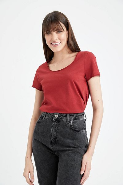 DeFacto Regular Fit Crew Neck Short Sleeve 100% Cotton T-Shirt K1508az23sm