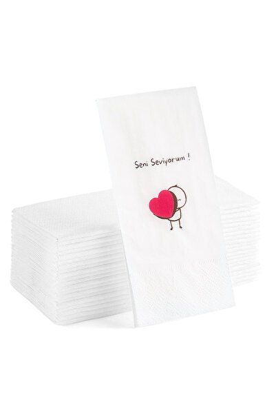 Matbaagraf منديل عرض مطبوع عليه عبارة "أحبك" مكون من 20 قطعة