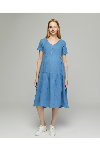 LYN MAMA Shyann Blue Breastfeeding Pregnant Dress
