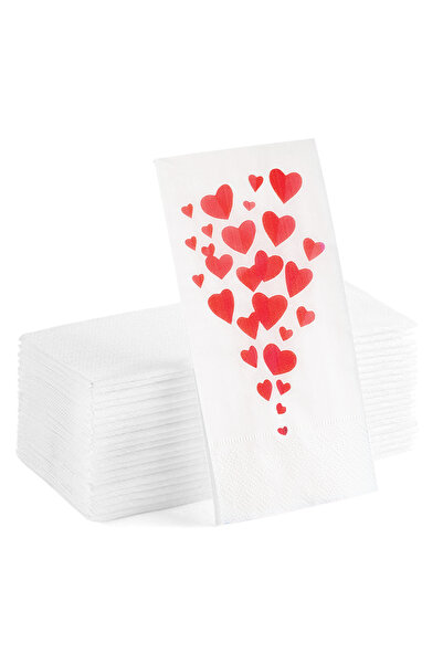 Matbaagraf Sevgiliye Sunum Peçetesi Kalp Baskılı 20 Adet Konuşan Sevgililer G...