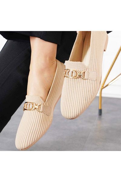 Afilli Tricotaj din piele pentru femei, lanț de piatră, talpă plată, ocazional, mers zilnic, confortabil, espadrile, balerină, pantofi de vară