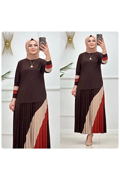 MODAMÜNASİP Wonderful Sandy Rainbow Detailed Skirt Suit