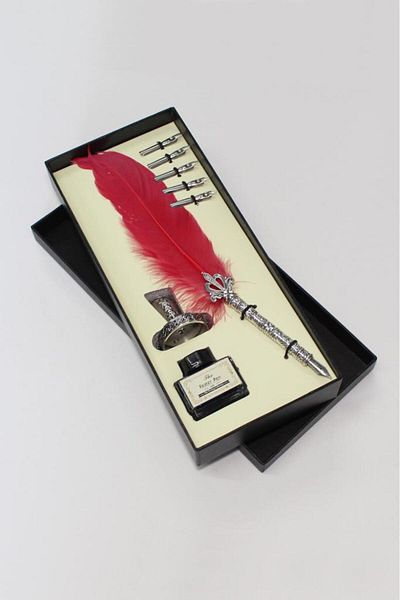 Mühürcüm Red Feather Dip Antique Calligraphy Pen Ink Set and 5 Different Tips RM2102