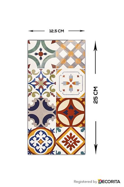 Decorita Decorative Glass |   Tile Pattern |   Set of 10 |   12.5cm X 25cm