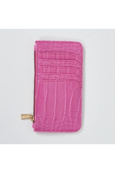The Noir Leather Miami Zippered Women's Fuchsia Card Holder Wallet