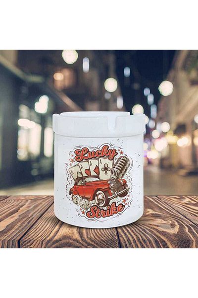 HobiShop Lucky Strike Antique Car Τασάκι με στάμπα κεραμικό σουβέρ-514