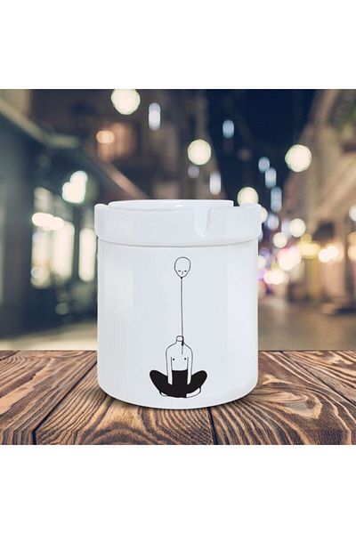 HobiShop Balloon Head Human Ashtray Εικονογράφηση Τυπωμένος αναρρόφηση σκόνης K-35