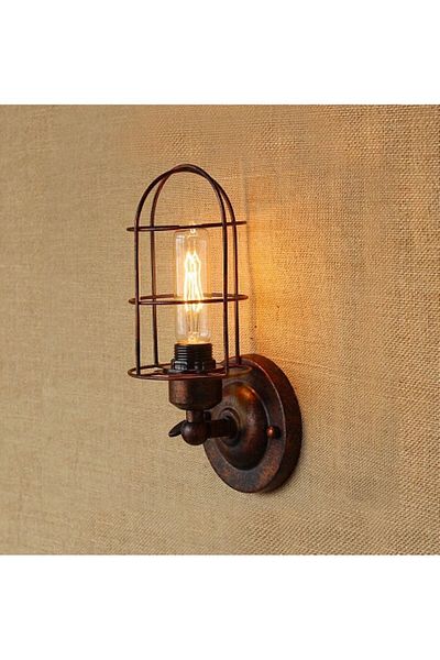 RİOLİGHT COPPER ANTIQUED RETRO1, VINTAGE1, RUSTIC1 1XE27 SINGLE METAL CAGE WALL SCONCE WITH SOCKET