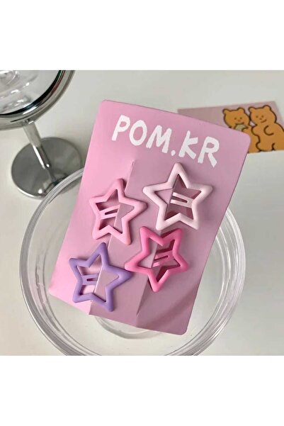 MİNAHOBİ 3,2 cm Cataramă Snap Star acoperită colorată 4 bucăți