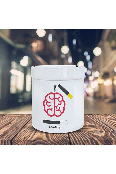 HobiShop Χιουμοριστικό τασάκι Loading Brain Printed Ashtray K-166