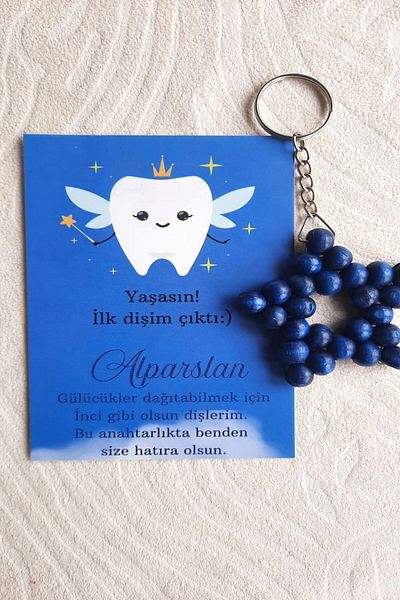 Emtory Home 20 Pieces Male Tooth Wheat Gift Keychain - Baby Gift - Mawlid Gift - Personal Text