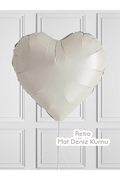 parti pera Retro Mat Deniz Kumu Renk Kalp Folyo Balon 18 Inç 45 Cm
