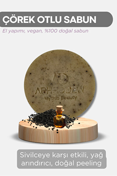 Aphrodew Çörek Otlu Doğal Vegan Sabun - Sivilceye Meyilli Ciltler Için, Doğal Peeling - 100 Gr