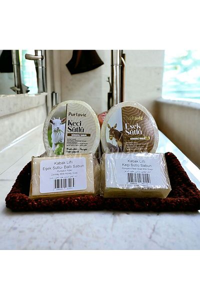 Purlavie Donkey Milk and Goat Milk Set Natural Soaps Grain 100gr