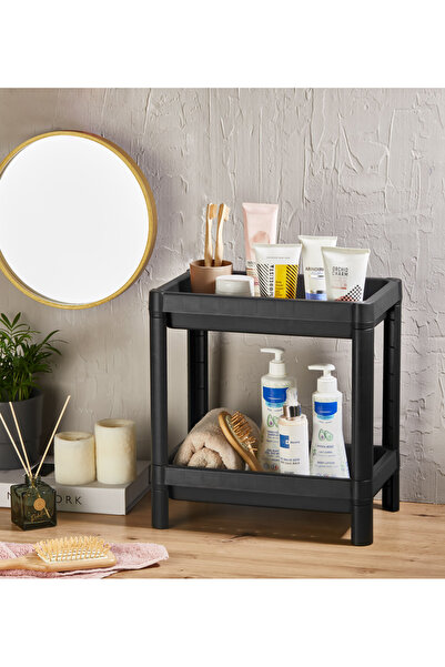 Minty Life Vesken 2 Katlı Lavabo Altı Mutfak Banyo Düzenleyici Raf Ünitesi (SİYAH)