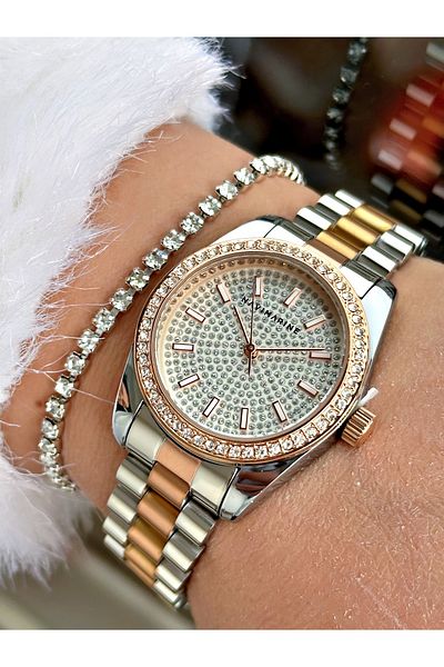 Navimarine Gold Color Steel Cord Women's Wristwatch + Bracelet Gift