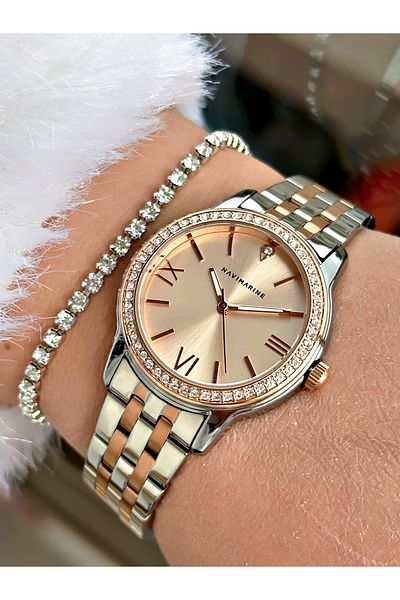 Navimarine Gold Color Steel Cord Women's Wristwatch + Bracelet Gift