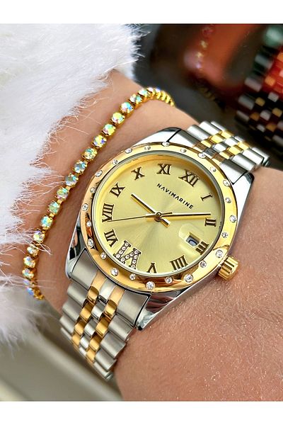 Navimarine Silver Color Steel Strap Women's Wristwatch + Bracelet Gift