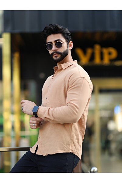 YNGMENCLASS Cămașă cu țesătură din in muselină