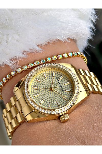 Navimarine Gold Color Steel Cord Women's Wristwatch + Bracelet Gift