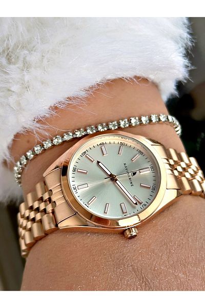Navimarine Gold Color Steel Cord Women's Wristwatch + Bracelet Gift