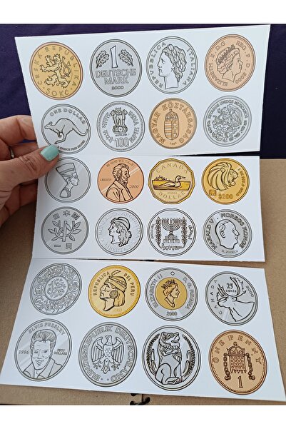 Pink Swan Craft مجموعة ملصقات العملات المعدنية المقتنيات 4 × 4 سم 24 قطعة دفت...