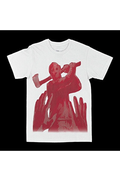 rebelberi Tricou unisex oversize alb cu tematică horror Jason Voorhees