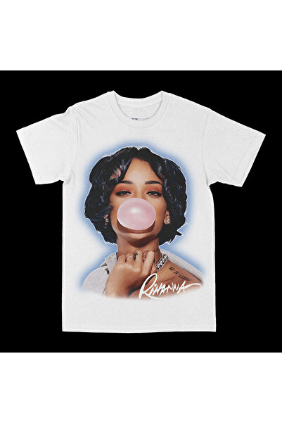 rebelberi Rihanna Big Head Bootleg Stil Tricou Alb Oversize Unisex T-Shirt