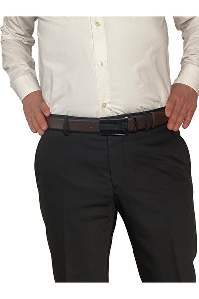 GoDeri %100 Hakiki Deri, KAPAKLI TOKALI, Koyu Kahverengi Klasik, Kumaş Pantolon Kemeri 3.5 Cm_siyah2_kokdüz