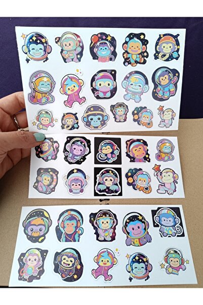 Pink Swan Craft ملصق قرود الفضاء الملون اللطيف كاواي، كمبيوتر محمول، آيباد، د...