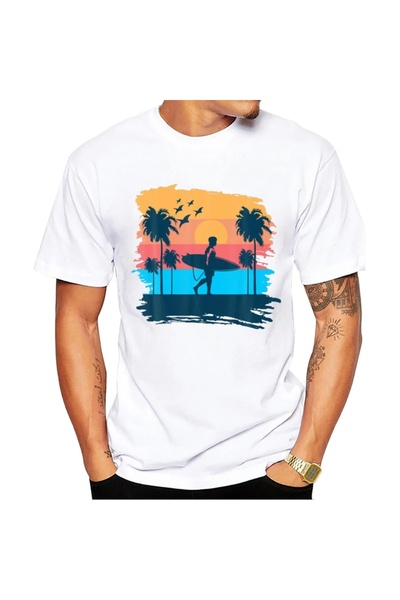 MAGORS STYLE-X SURF LANDSCAPE IMPRIMAT GÂT CICLAR, 100% BUMBAC, CULOARE ALBĂ,...