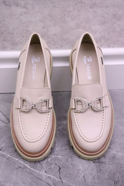 Venüs -2412902 Beige Genuine Leather Women's Oxford Shoes