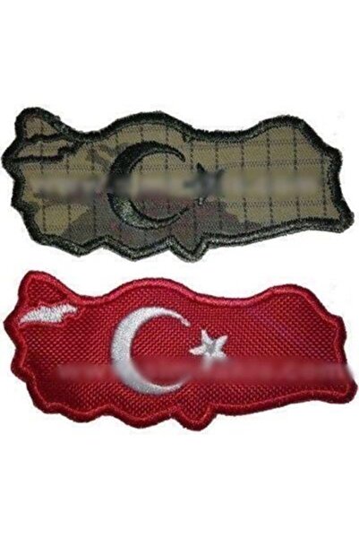 Sim Nakış Türkiye Haritalı Bayrak Nakış Işleme 7×3,5 Cm Çiftli