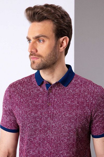Pierre Cardin Claret Red Slim Fit Polo T-shirt με λαιμόκοψη