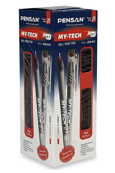 Pensan Tükenmez Kalem My Tech 0.7 mm İğne Uç Kırmızı 2240 25'li Paket