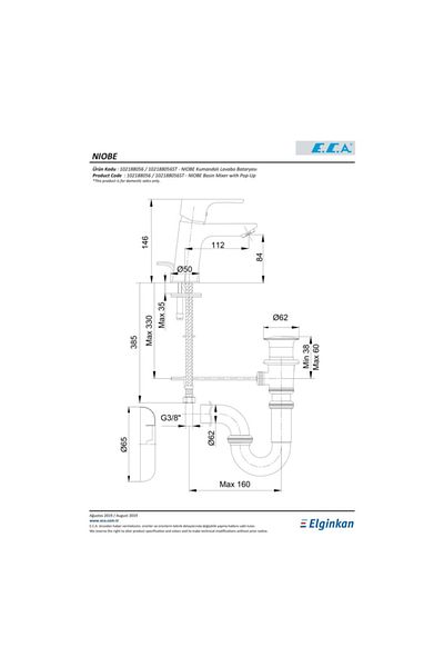 Eca E.C.A Niobe Controlled Sink Faucet 102188056