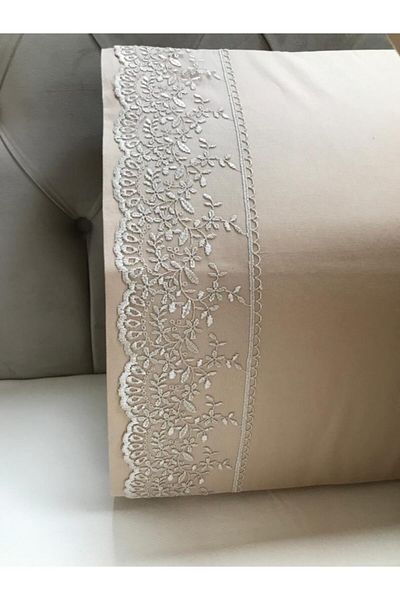 Çeyiz Bahçesi Калъфка за възглавница Lina French Laced Cappuccino от 2 части, 50 и 70 см