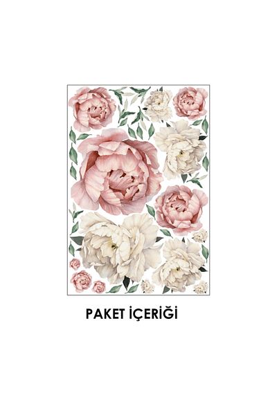 Tilki Dünyası Pink And White Flowers Modern Wall Sticker
