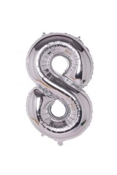 Deniz Party Store 40" Inch 100 cm (8) Number Foil Balloon Silver Gray