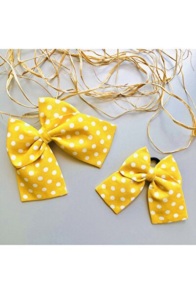 seyranat Set de catarame combinat pentru mamă-fiică, galben muștar, cu buline...