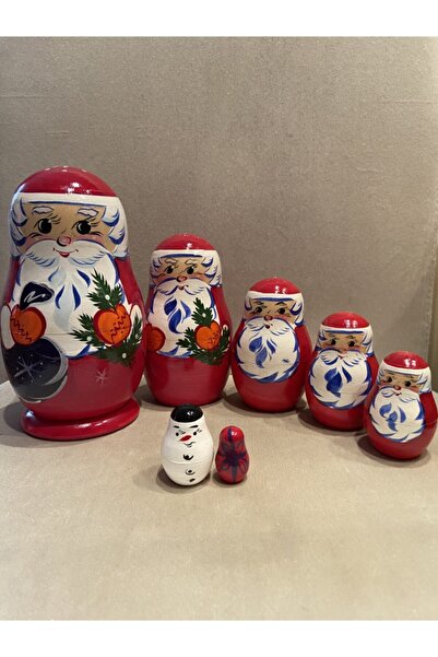 LüksAksesuar Rus Matruşka Yılbaşı Noel El Boyama Sovyet Hikayeli Matruska