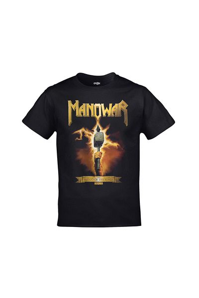 Orijin Tekstil Μαύρο μπλουζάκι με στάμπα Manowar The Blood Of The Kings