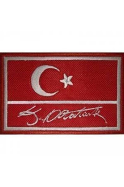 Sim Nakış Cırt Bantlı Türk Bayrak nakış işleme arma patch peç 5×8 cm