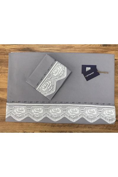 Çeyiz Bahçesi Σετ Παπλωματοθήκη Δαντελένιο Piccolo Grey Διπλό