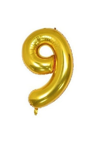 Deniz Party Store 40" Inch 100 cm (9) Nine Number Foil Balloon Gold Gold