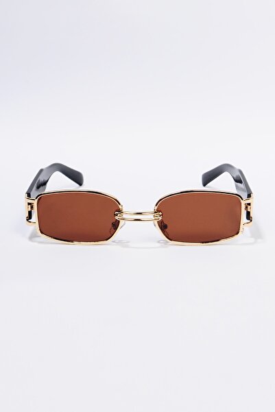 Zevahir Kadın Kahverengi Retro Dikdörtgen Güneş Gözlüğü