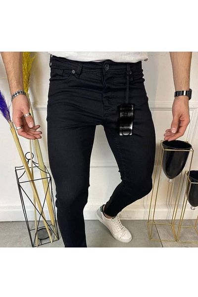 HACKER DENIM بنطلون جينز أسود للرجال