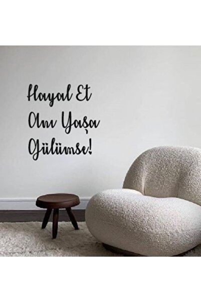 Yumak Dekor Grup Hayal Et Anı Yaşa Gülümse Ahşap Duvar Yazısı - Motto - Tablo