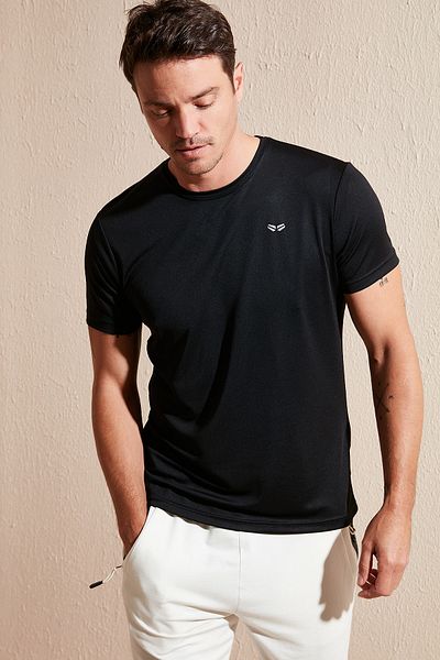 Buratti Tricou de bază cu croială relaxată pentru bărbați, NEGRU 5657025